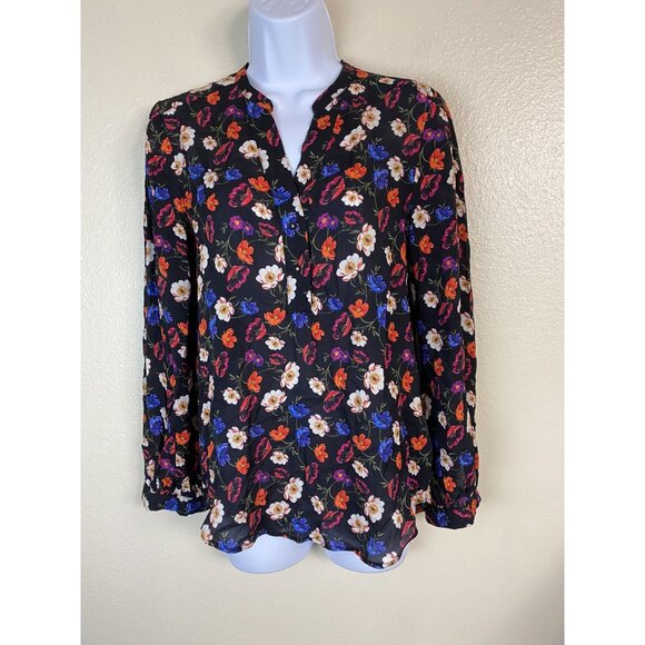 Whistles Silk Floral Long Sleeve Blouse Top Size 6 Lightweight Boho Whimsical - Picture 1 of 16
